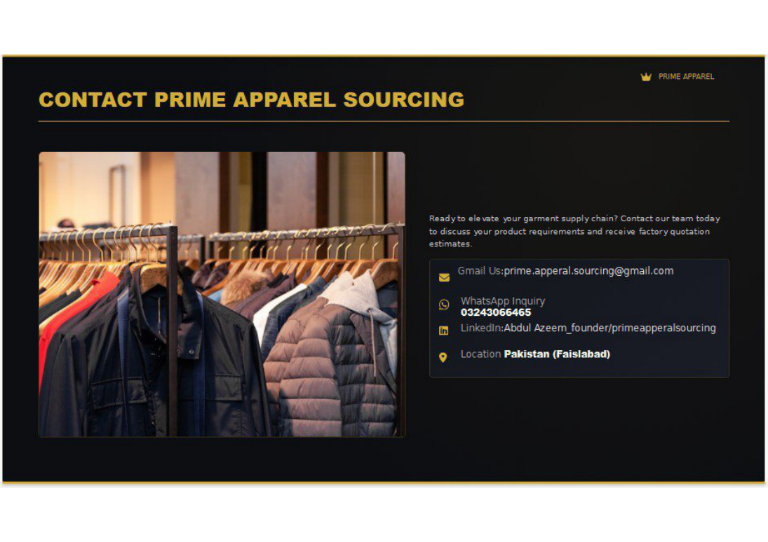 Prime Apparel Sourcing catalog page 11